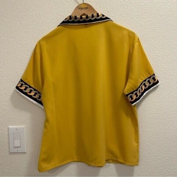 Tau Hin Yellow Chains Detail Button Front Women's Top Plus Size XXL - Picture 3 of 8